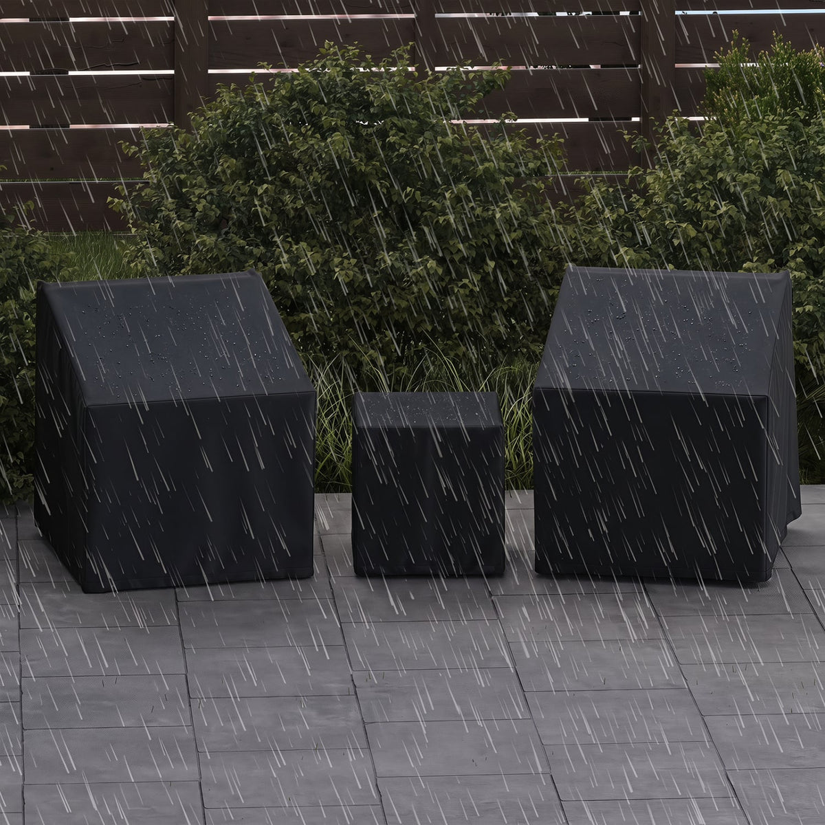 Patio Furniture Covers Waterproof Outdoor Conversation Covers for 3 Pieces Bistro Set-Black-Outdoor Furniture Accessories-DECOROLALA