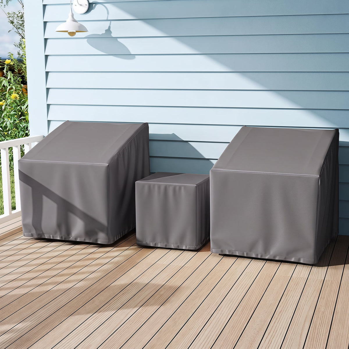 Patio Furniture Covers Waterproof Outdoor Conversation Covers for 3 Pieces Bistro Set-Gray-Outdoor Furniture Accessories-DECOROLALA