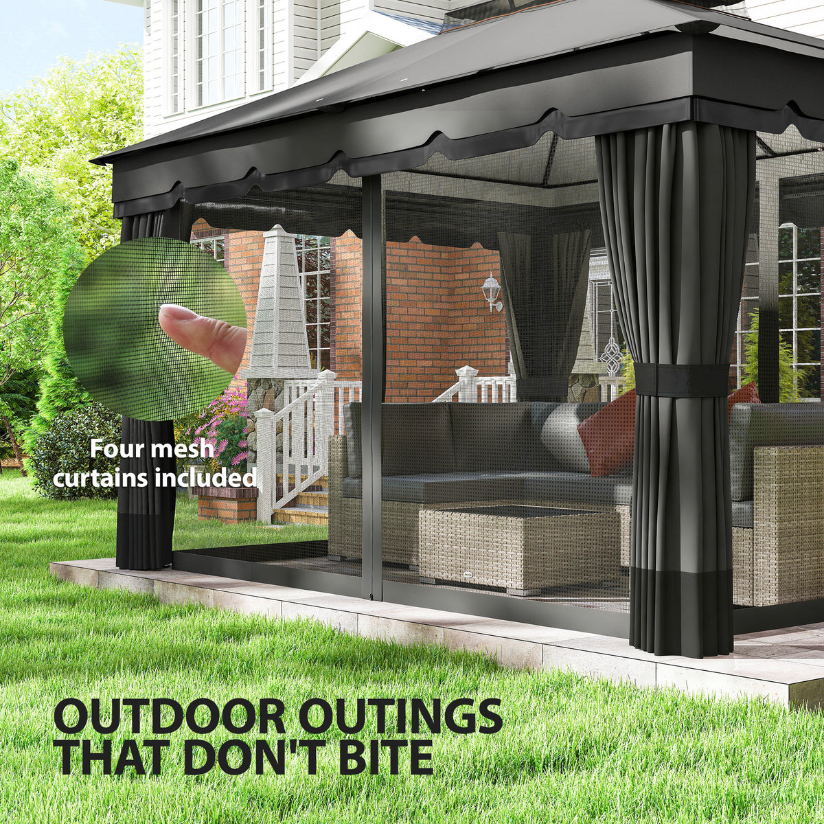 Patio Gazebo 10' x 12' Double Roof Dark Grey-Gazebos-DECOROLALA