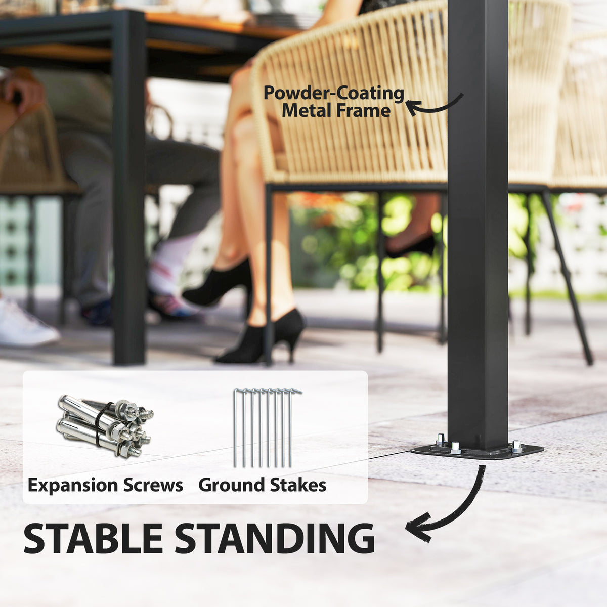 Patio Gazebo 10' x 12' Double Roof Dark Grey-Gazebos-DECOROLALA