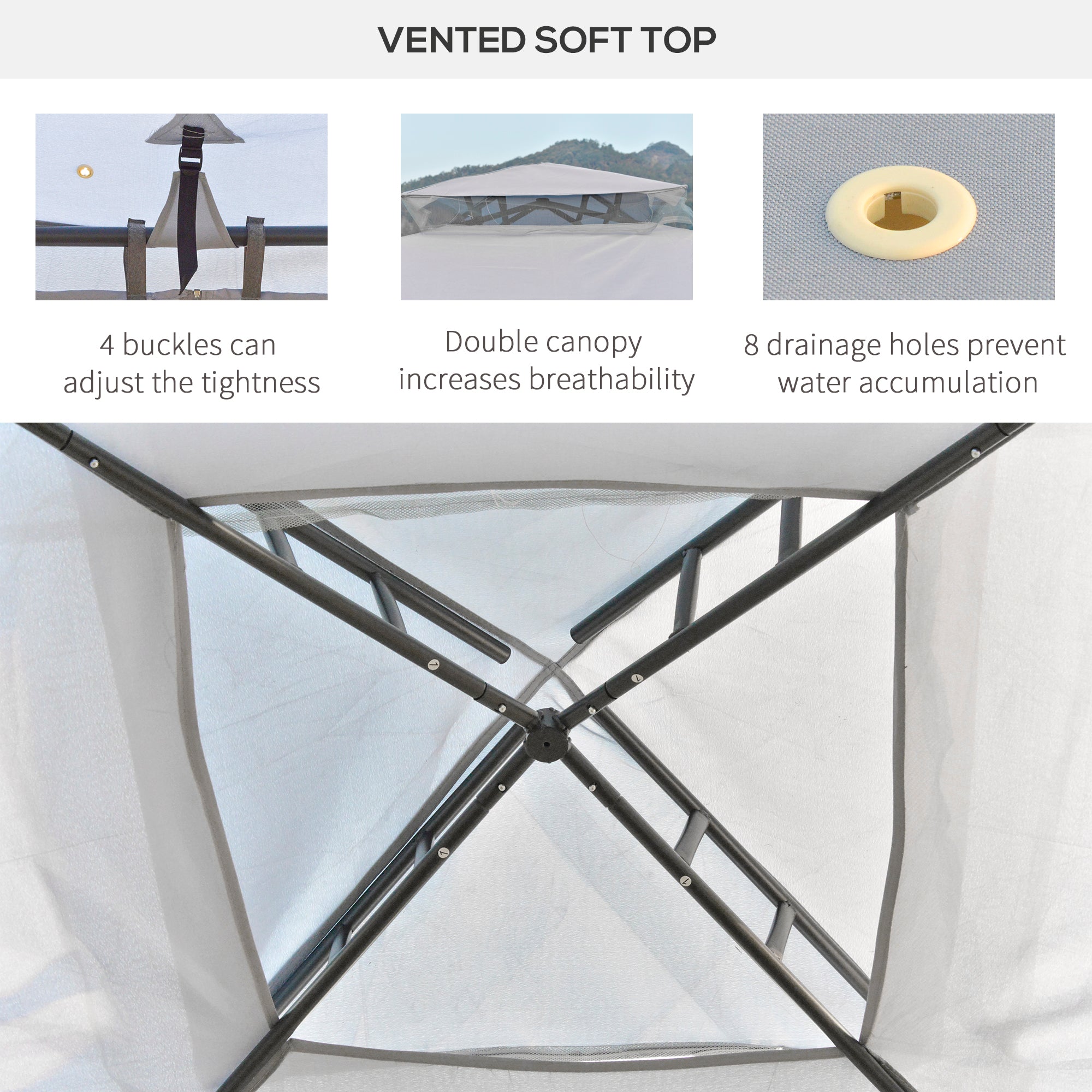 Patio Gazebo 10x10 2-Tier Roof Grey Mosquito Netting-DECOROLALA