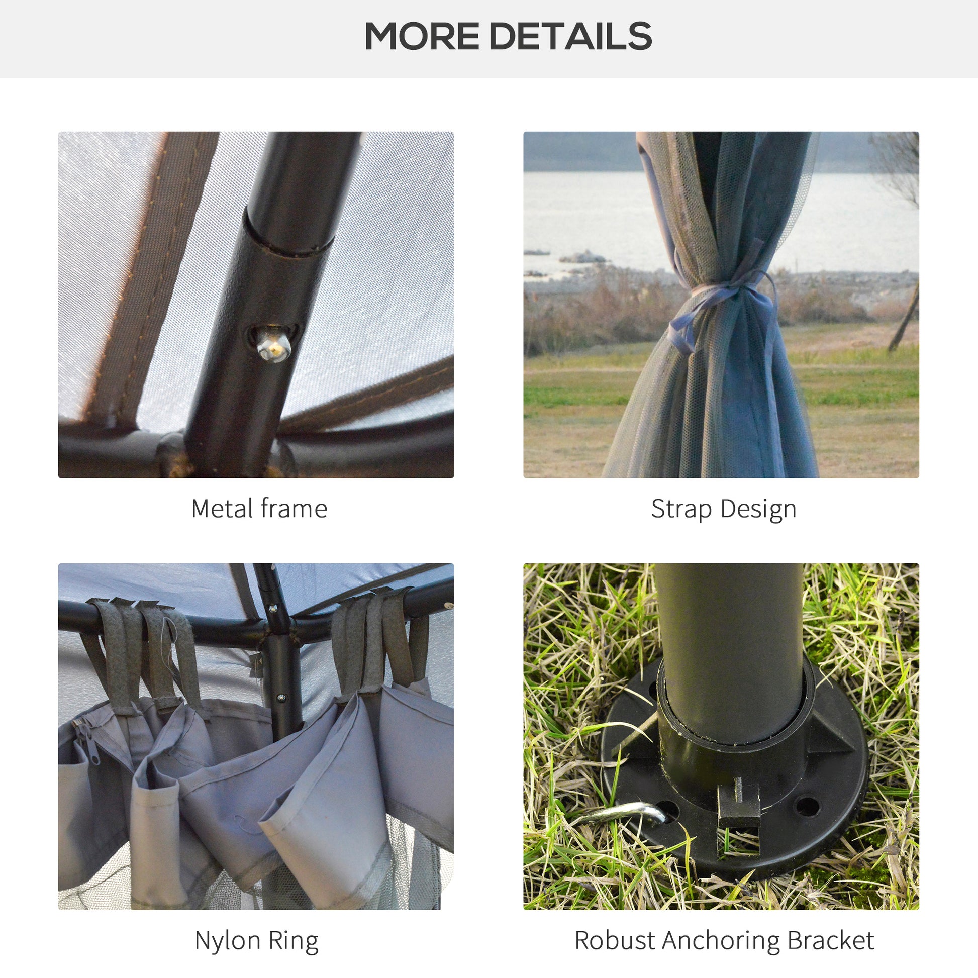 Patio Gazebo 10x10 2-Tier Roof Grey Mosquito Netting-DECOROLALA