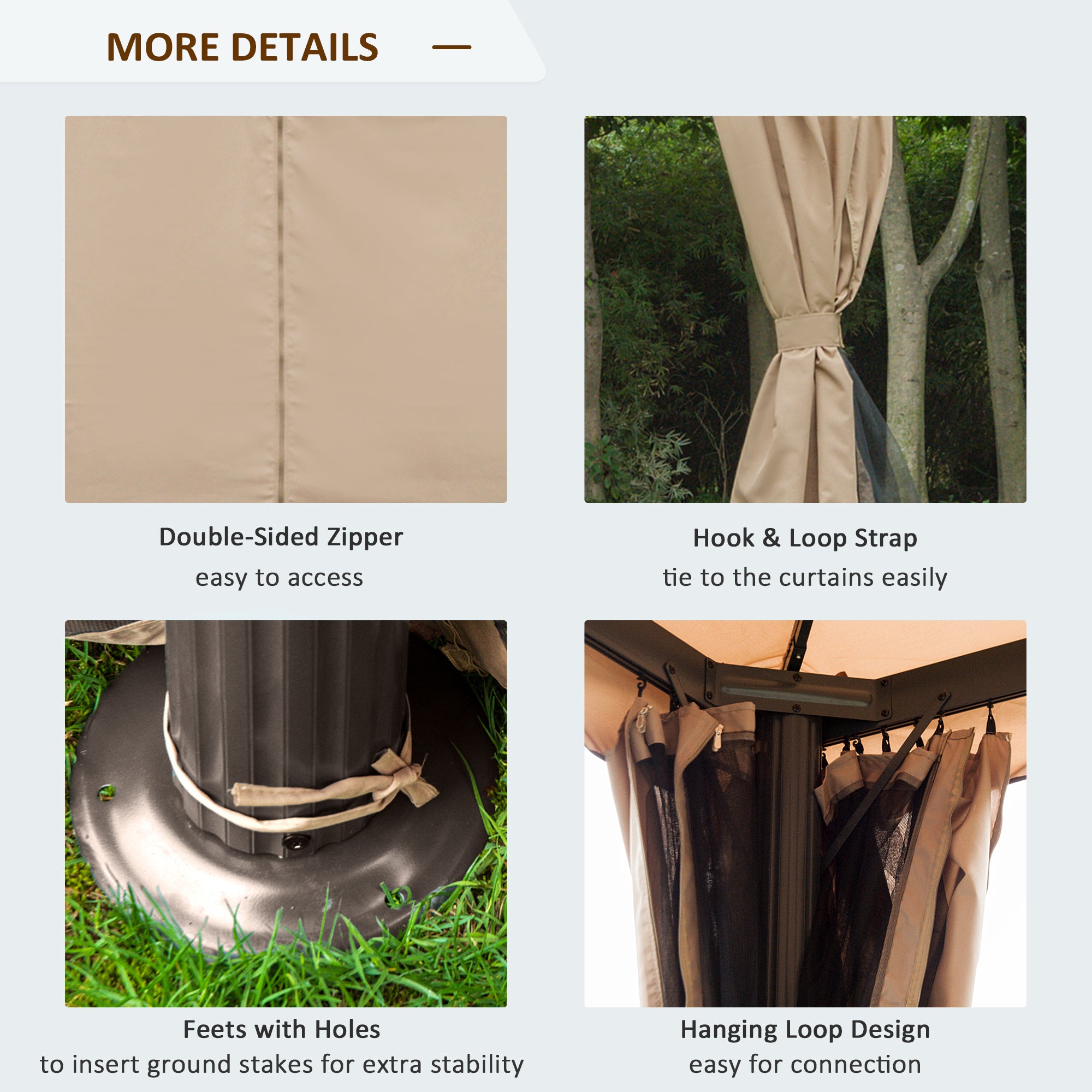 Patio Gazebo 10x10 ft Double Canopy Khaki-DECOROLALA