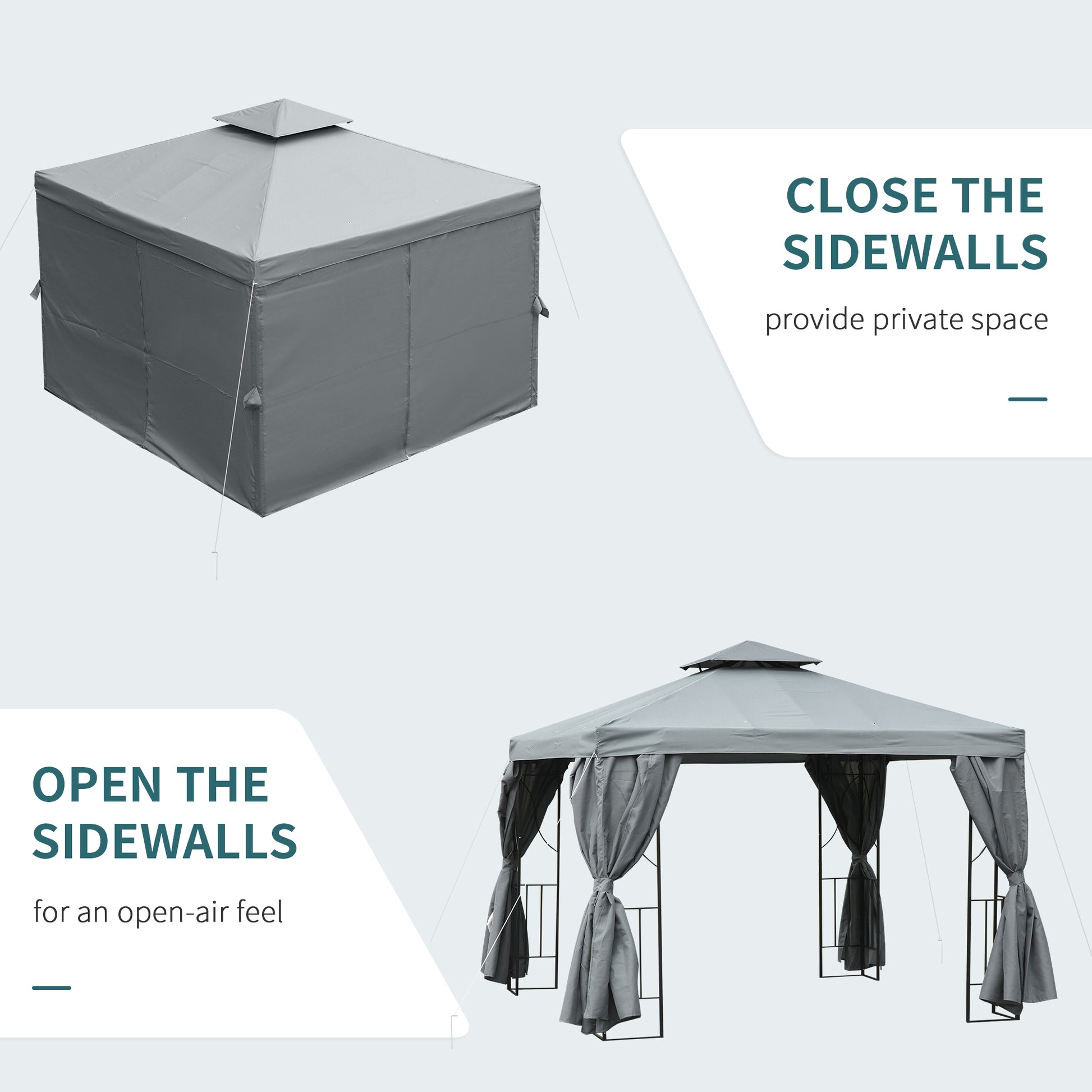 Patio Gazebo 10x10 ft Double-Roof Dark Grey-DECOROLALA