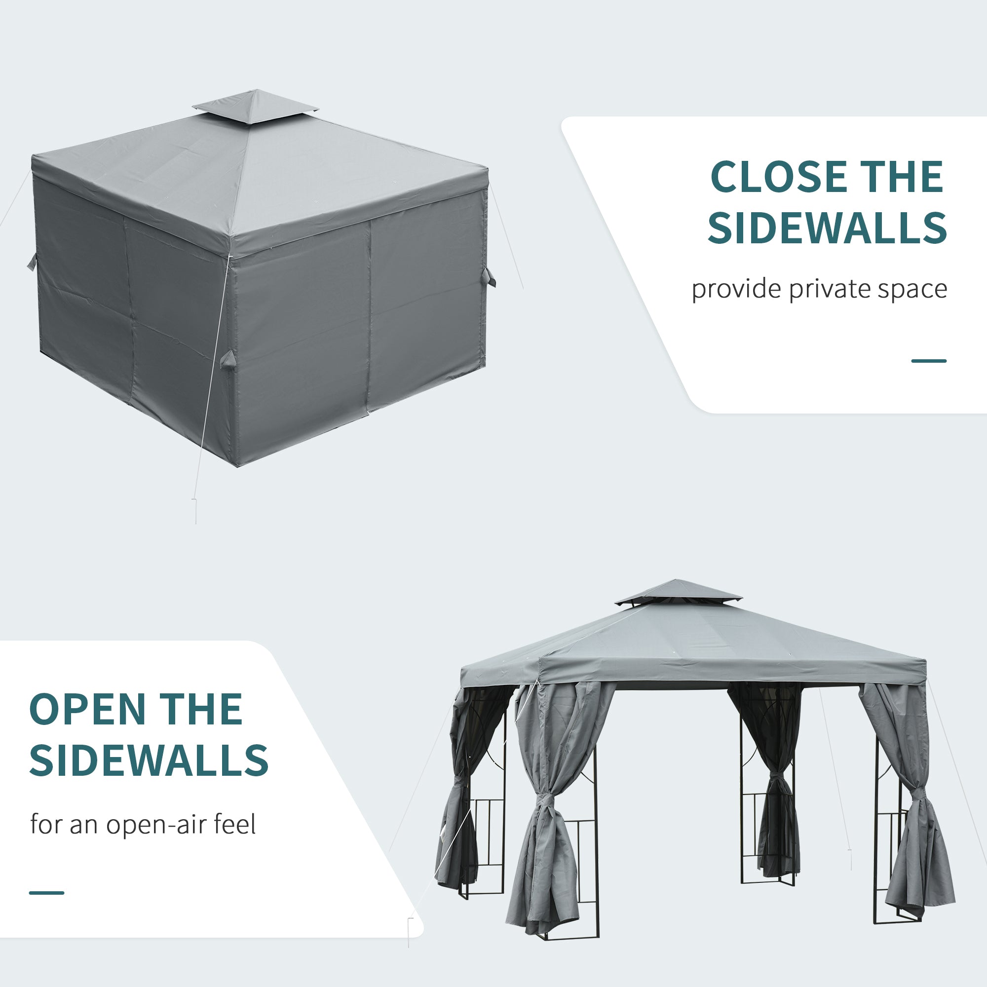Patio Gazebo 10x10 ft Double-Roof Dark Grey-DECOROLALA
