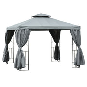 Patio Gazebo 10x10 ft Double-Roof Dark Grey-DECOROLALA