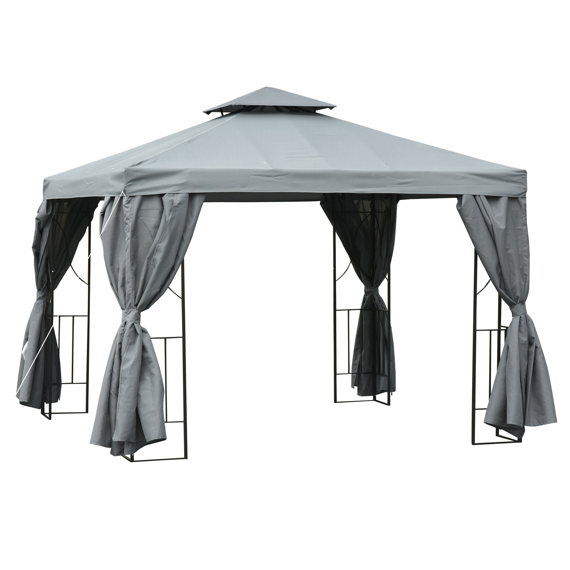 Patio Gazebo 10x10 ft Double-Roof Dark Grey-DECOROLALA