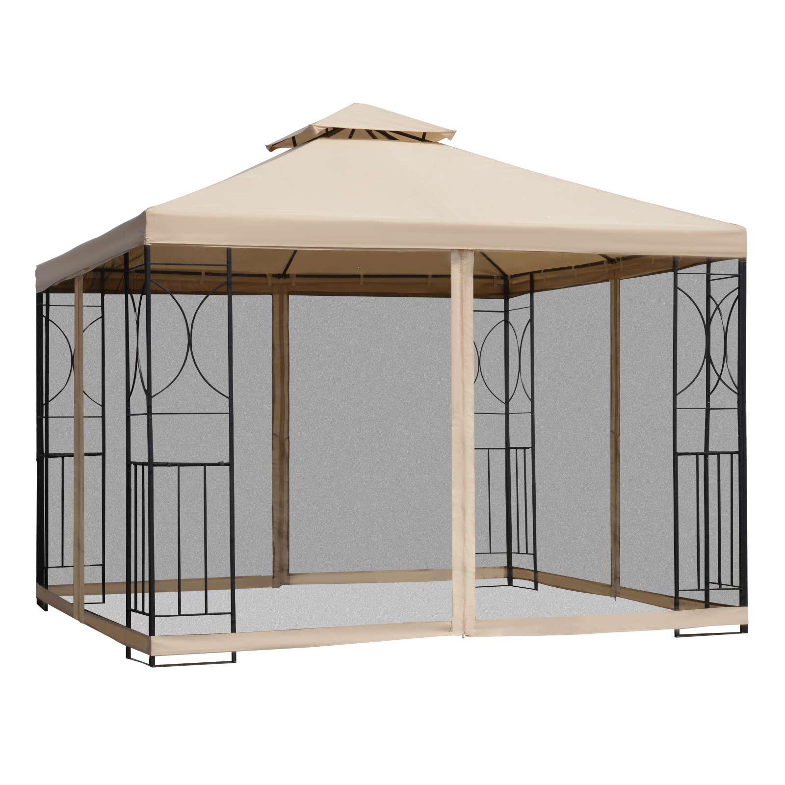 Patio Gazebo 10x10ft Double Top - Sand-DECOROLALA