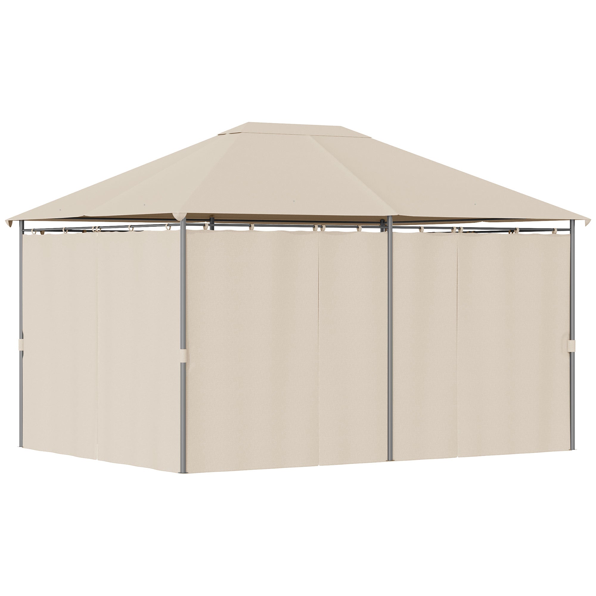 Patio Gazebo 13'x10' Steel Canopy - Khaki-DECOROLALA