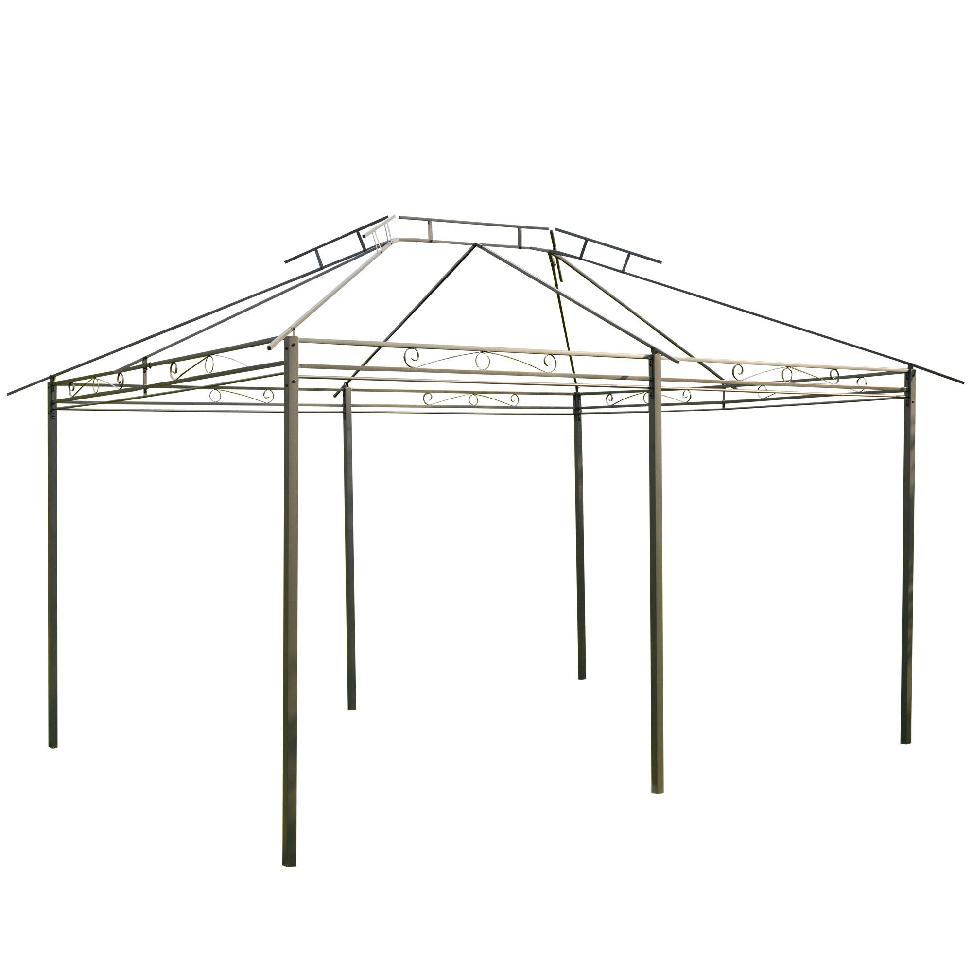 Patio Gazebo - 2-Tier 13x10 Grey Outdoor Shelter with UV Protection-DECOROLALA