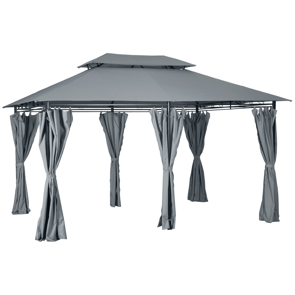 Patio Gazebo - 2-Tier 13x10 Grey Outdoor Shelter with UV Protection-Gazebos-DECOROLALA