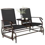 Patio Glider Rocking Chair 2 Person Loveseat - Black 58"-Outdoor Benches-DECOROLALA