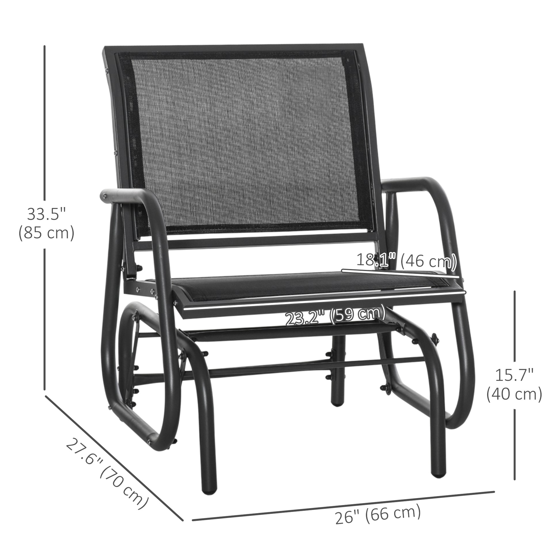 Patio Glider Set of 2 - Black Mesh-DECOROLALA