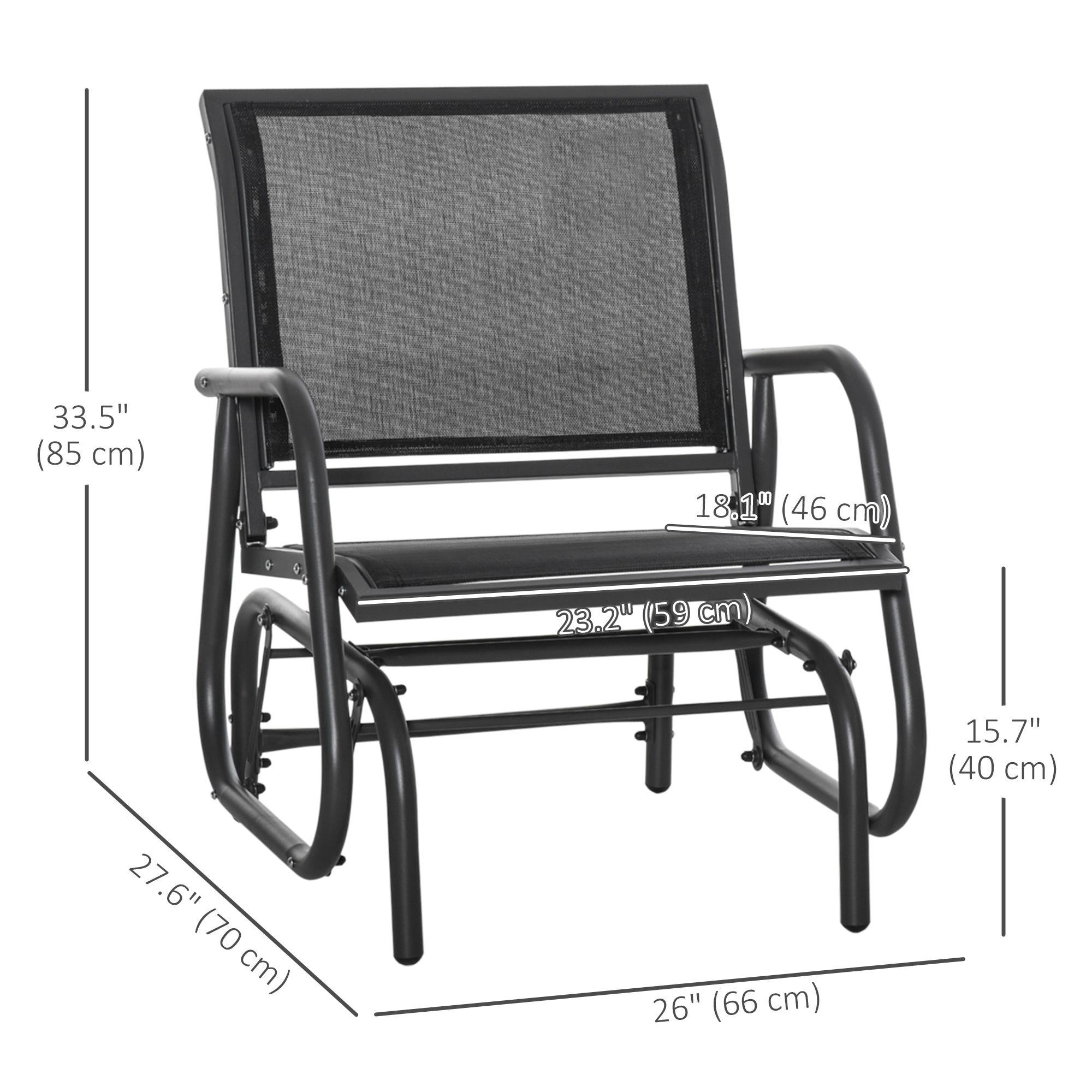 Patio Glider Set of 2 - Black Mesh-DECOROLALA