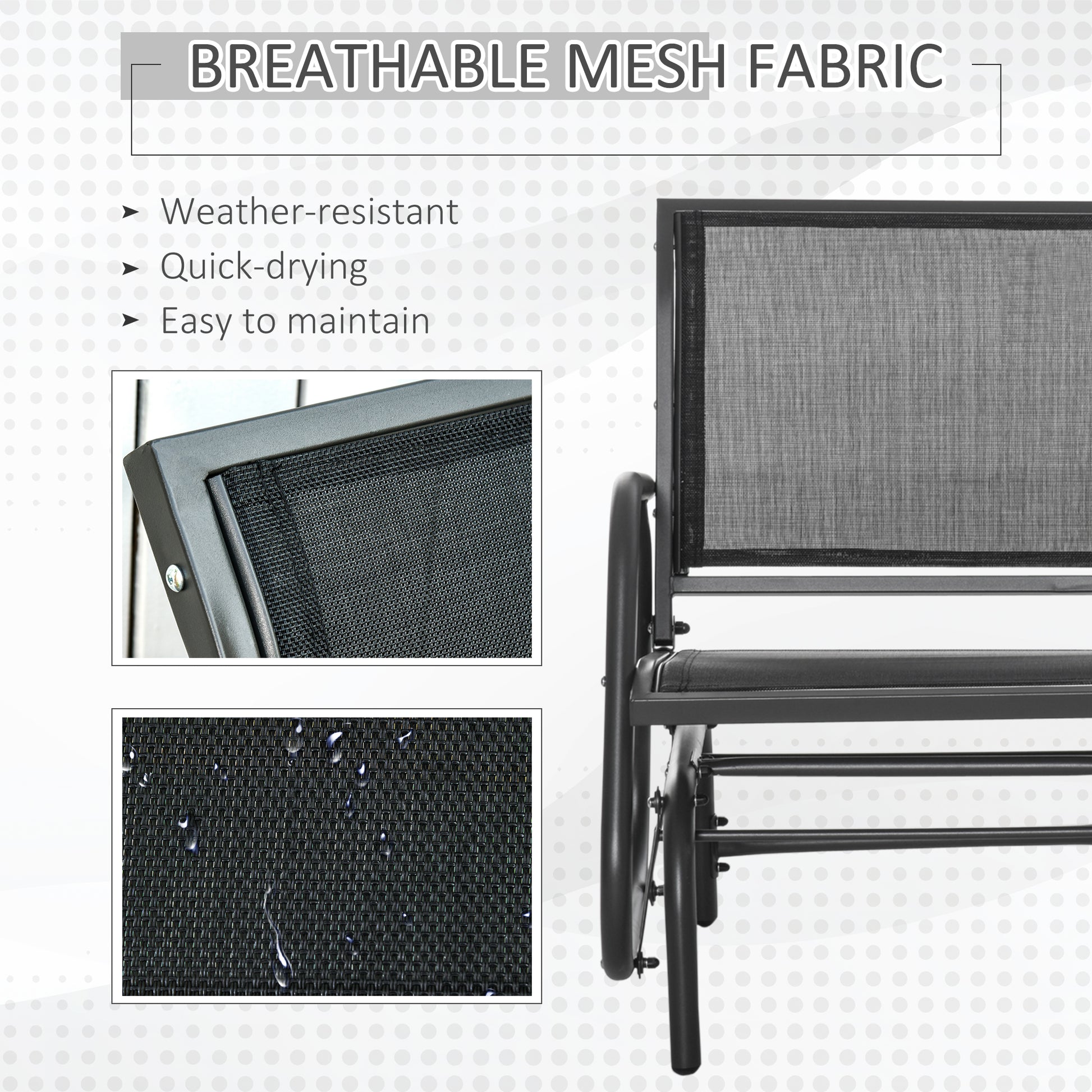 Patio Glider Set of 2 - Black Mesh-DECOROLALA