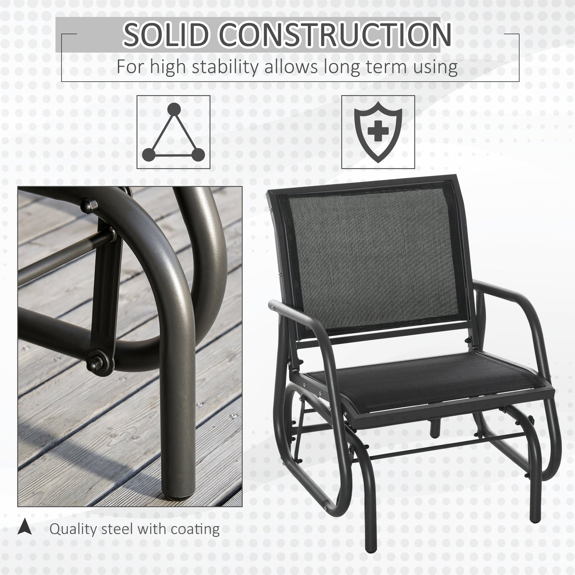 Patio Glider Set of 2 - Black Mesh-DECOROLALA