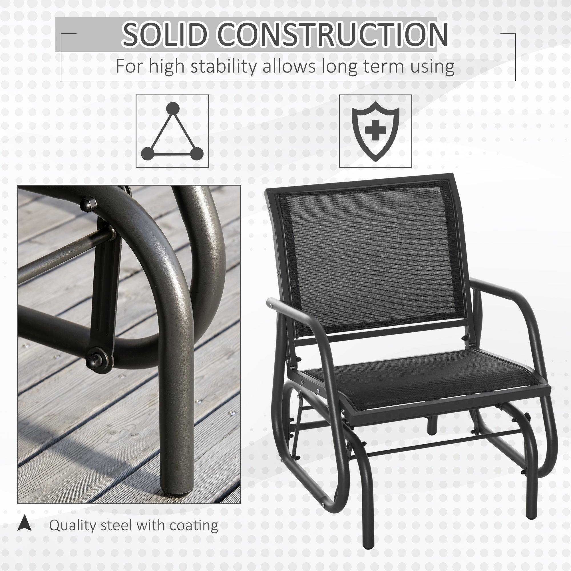 Patio Glider Set of 2 - Black Mesh-DECOROLALA