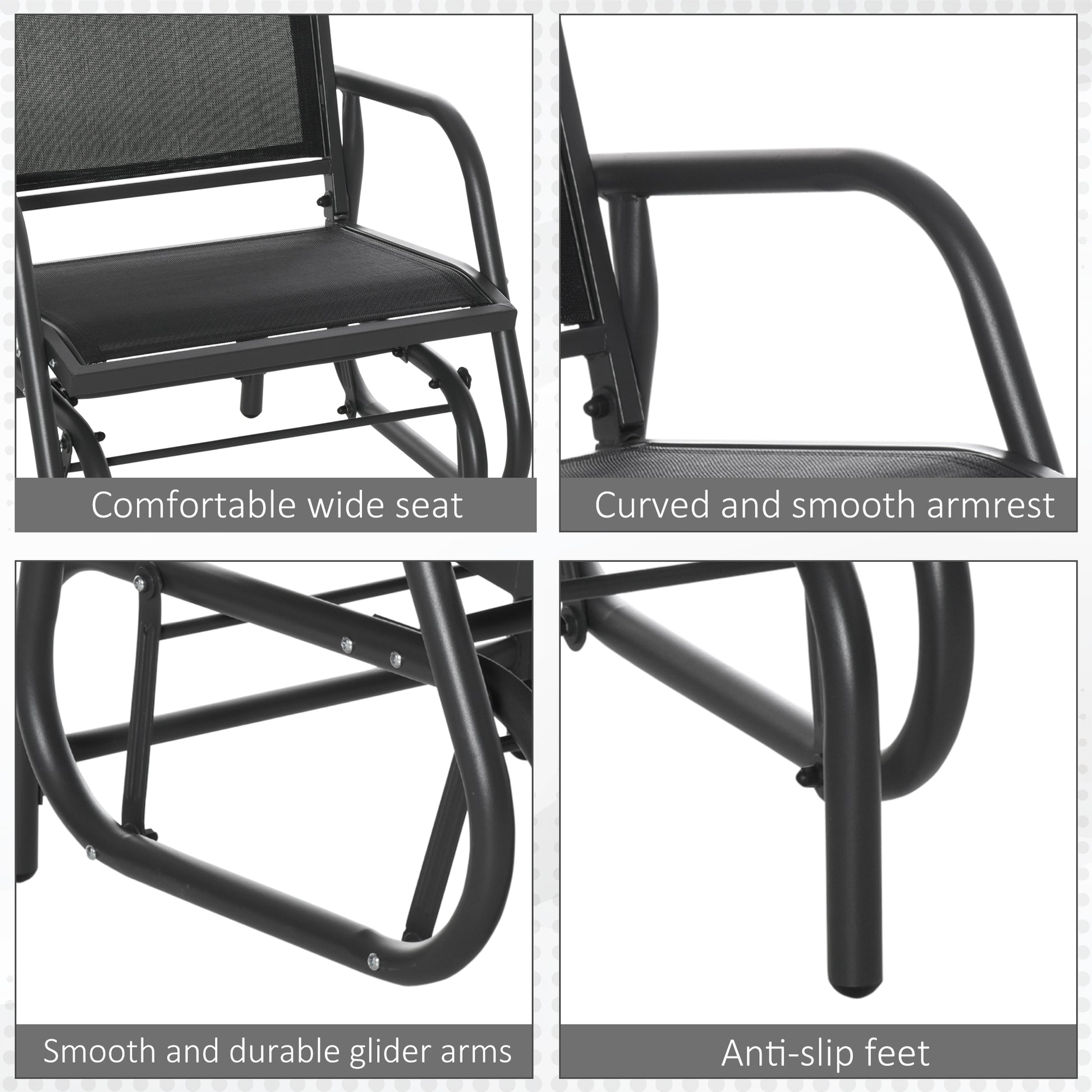 Patio Glider Set of 2 - Black Mesh-DECOROLALA