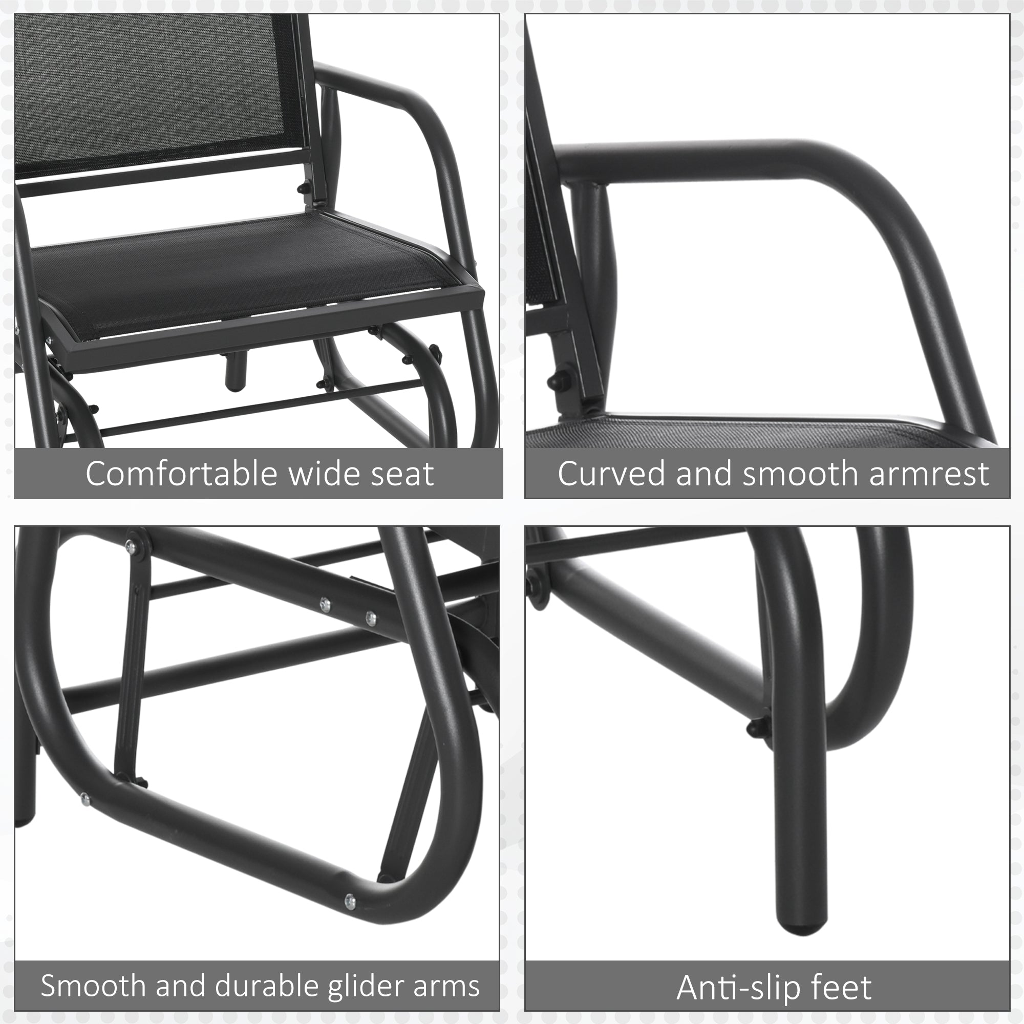 Patio Glider Set of 2 - Black Mesh-DECOROLALA