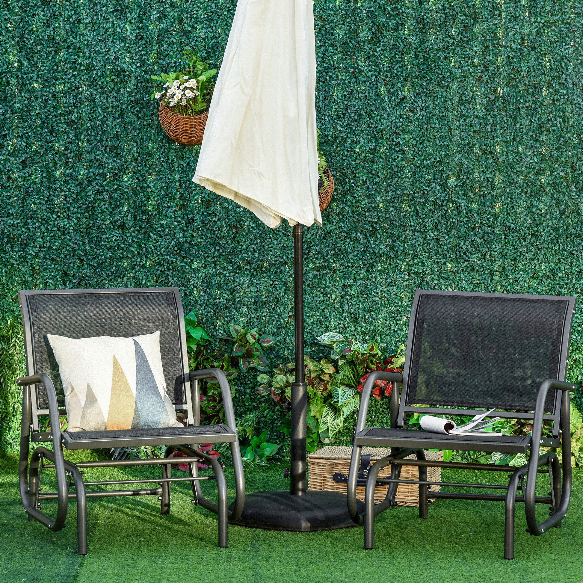 Patio Glider Set of 2 - Black Mesh-DECOROLALA