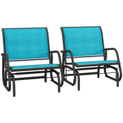 Patio Glider Set of 2 - Breathable Mesh, Metal Frame, Blue-DECOROLALA