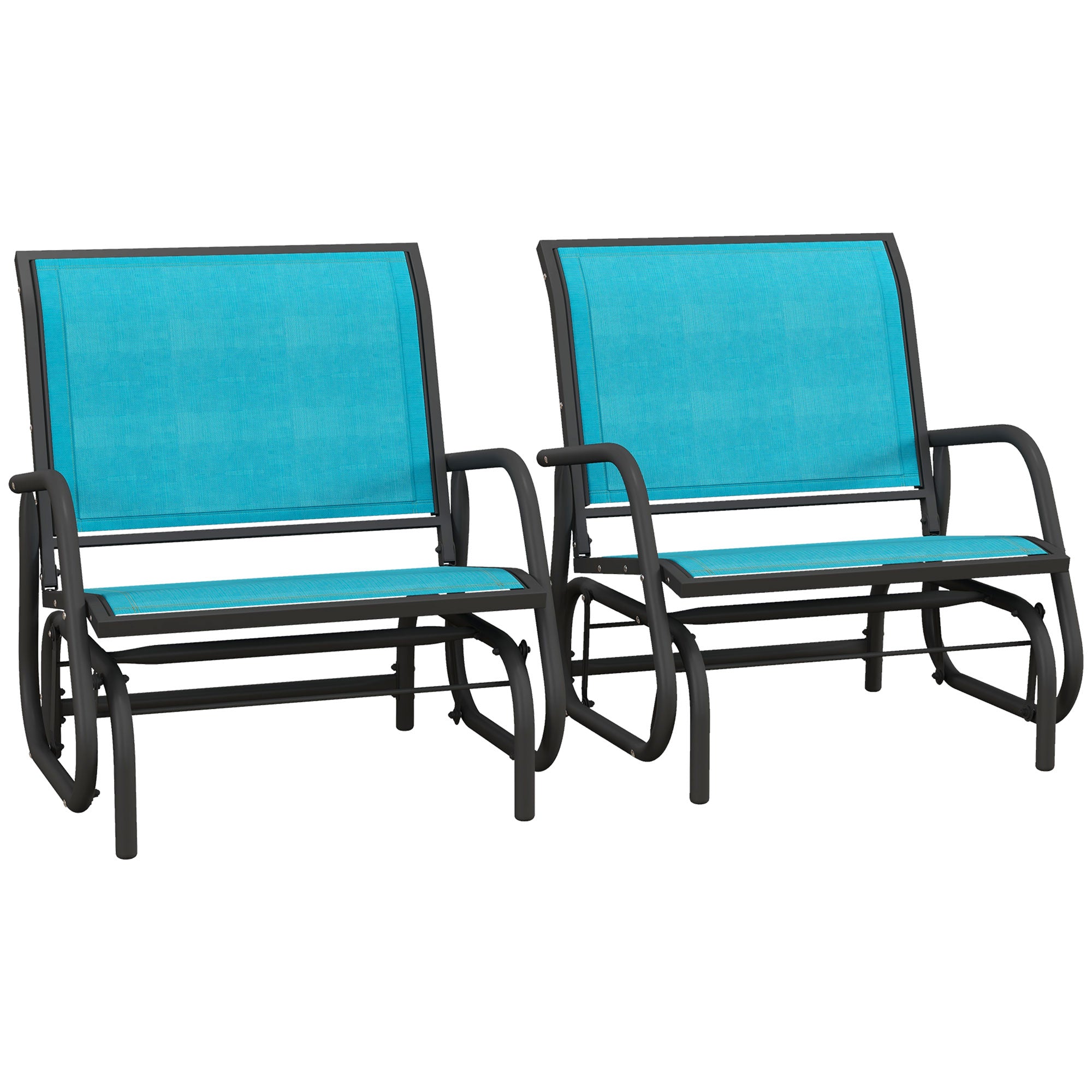 Patio Glider Set of 2 - Breathable Mesh, Metal Frame, Blue-DECOROLALA