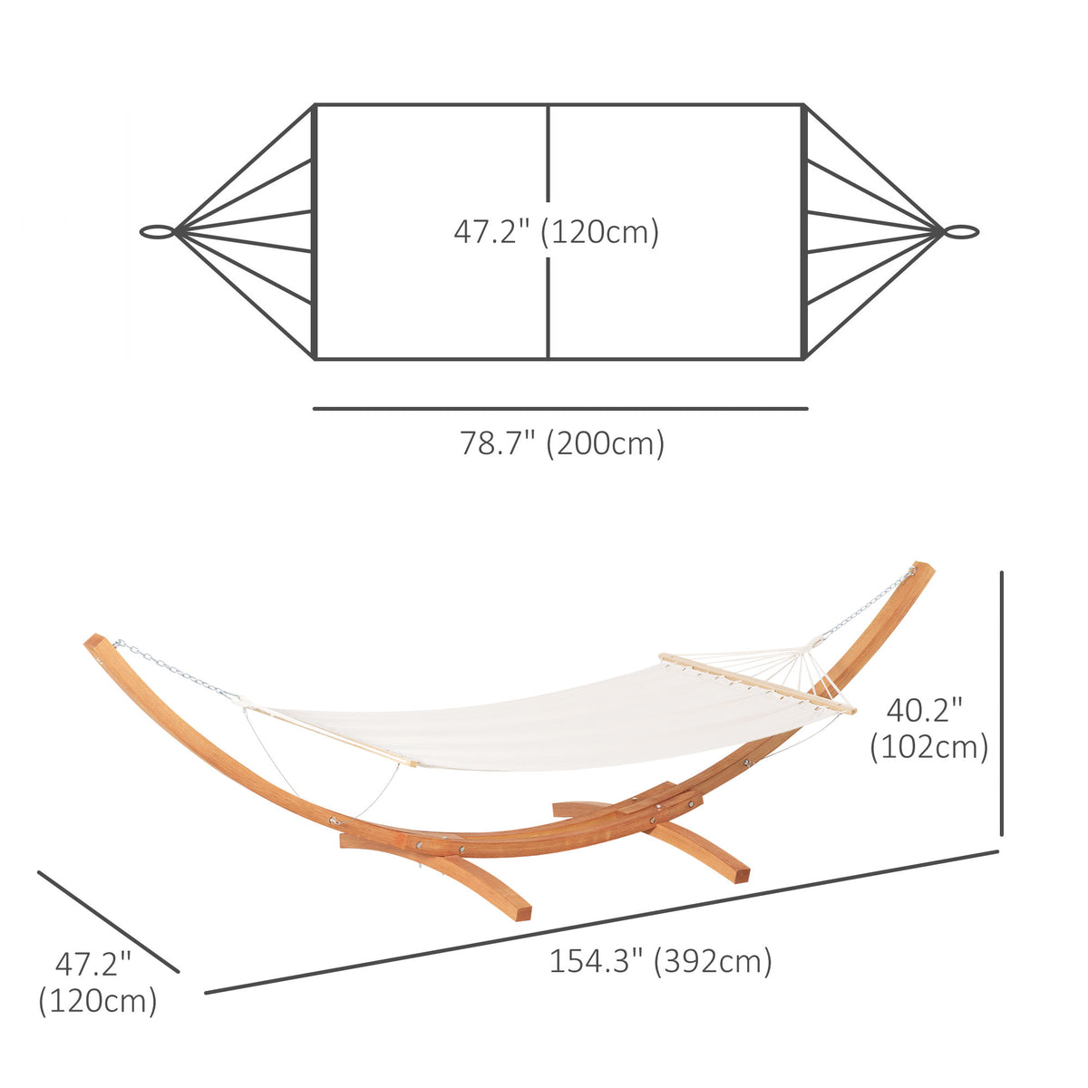 Patio Hammock with Stand - Wooden Arc White Cotton 330lb-Hammocks with Stands-DECOROLALA