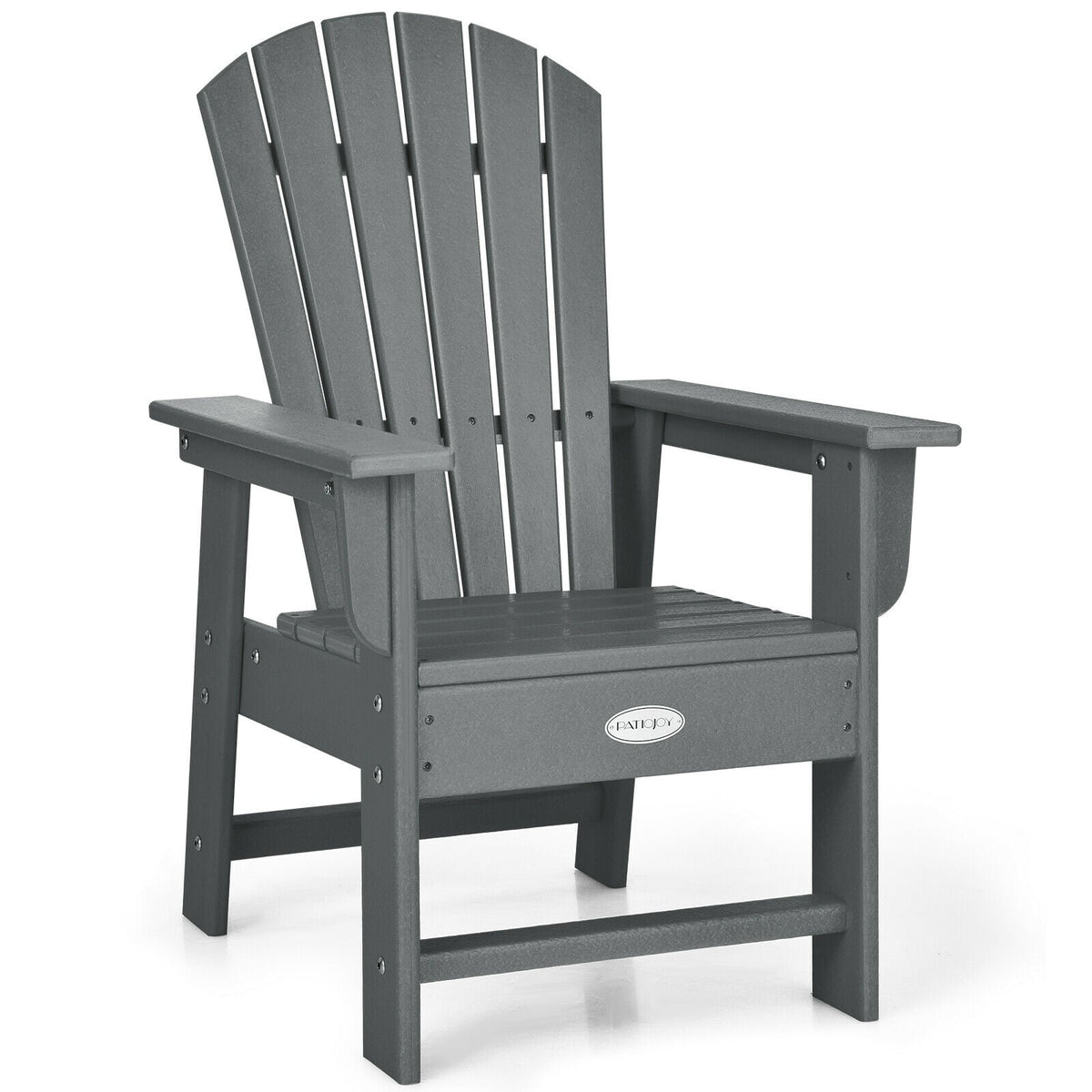 Patio Kids' Adirondack Chair with Ergonomic Backrest-Gray-Kids Chairs-DECOROLALA