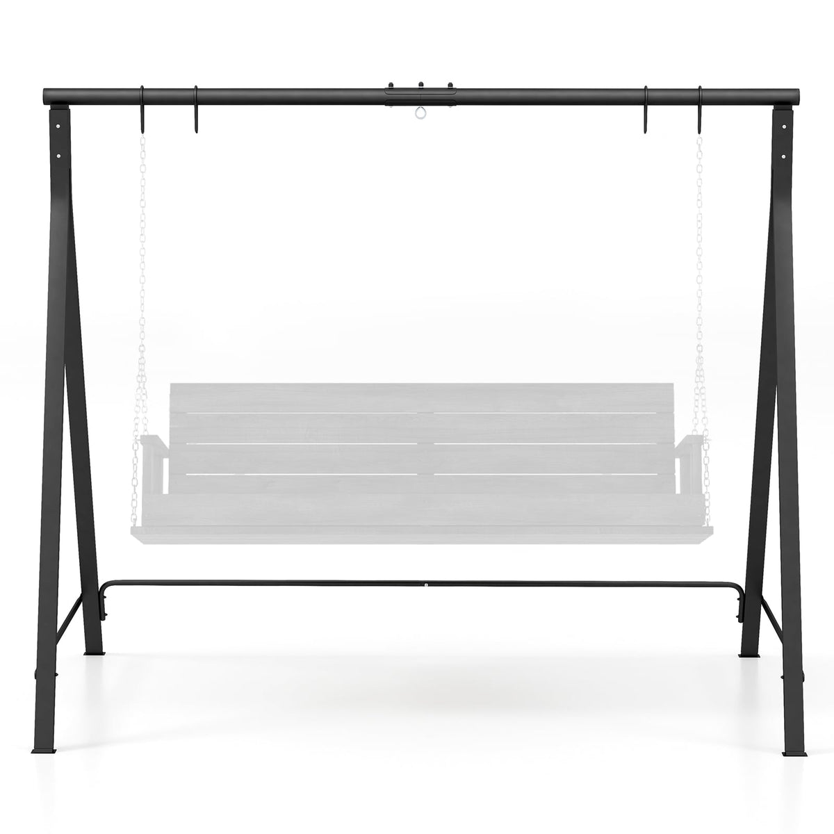 Patio Metal Swing Stand with A-Shaped Structure-Black-Porch Swings-DECOROLALA