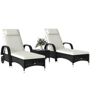 Patio Rattan Lounge Set 3-Piece White Cushion-DECOROLALA