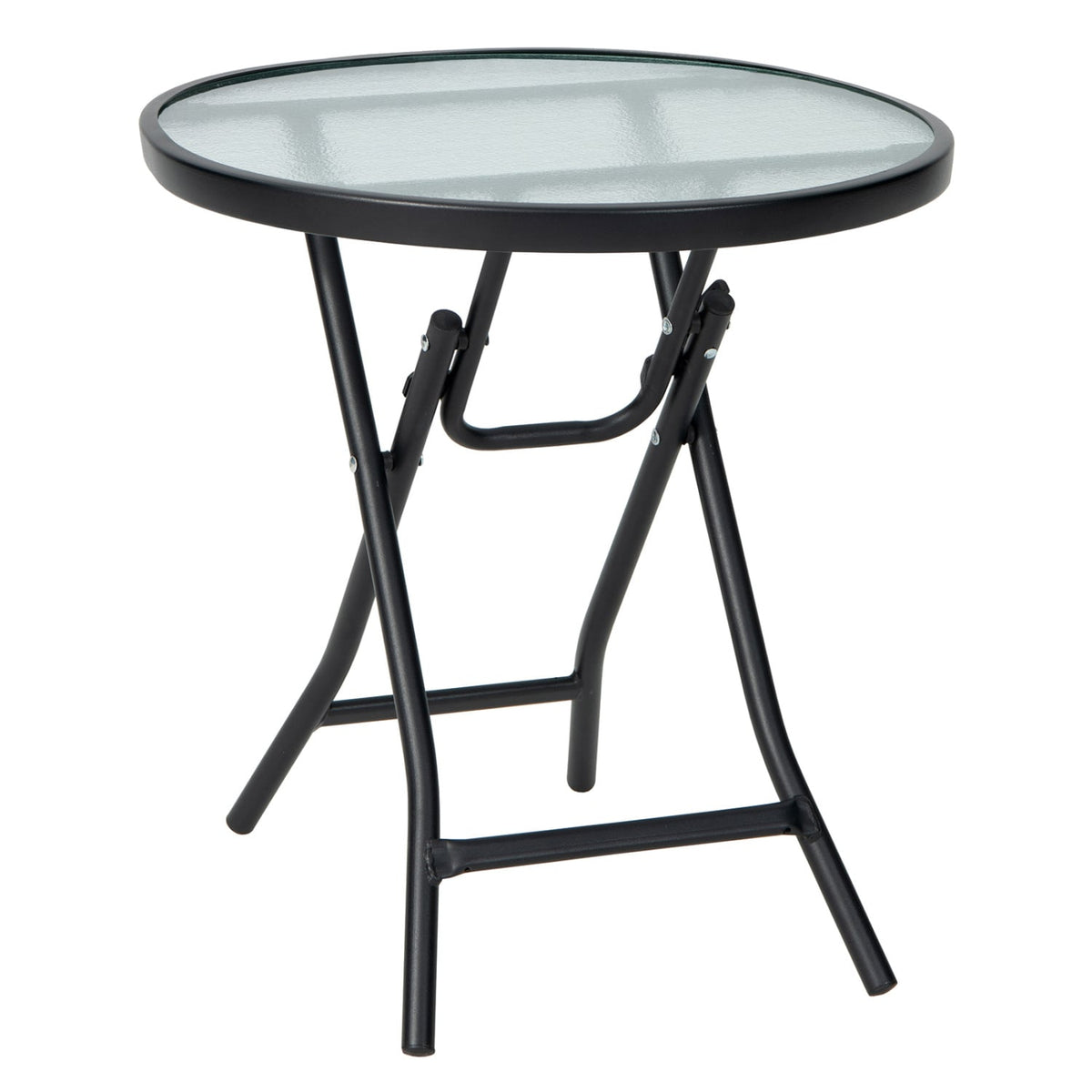Patio Side Table with Tempered Glass Tabletop-Patio Coffee Tables-DECOROLALA
