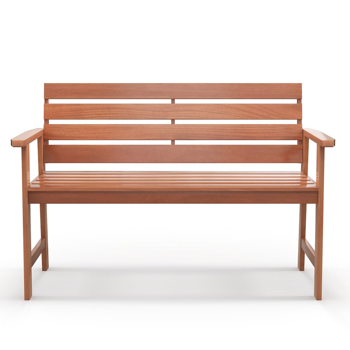 Patio Solid Wood Bench Wood 2-Seat Chair with Breathable Slatted Seat & Inclined Backrest-Outdoor Benches-DECOROLALA