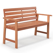 Patio Solid Wood Bench Wood 2-Seat Chair with Breathable Slatted Seat & Inclined Backrest-Outdoor Benches-DECOROLALA