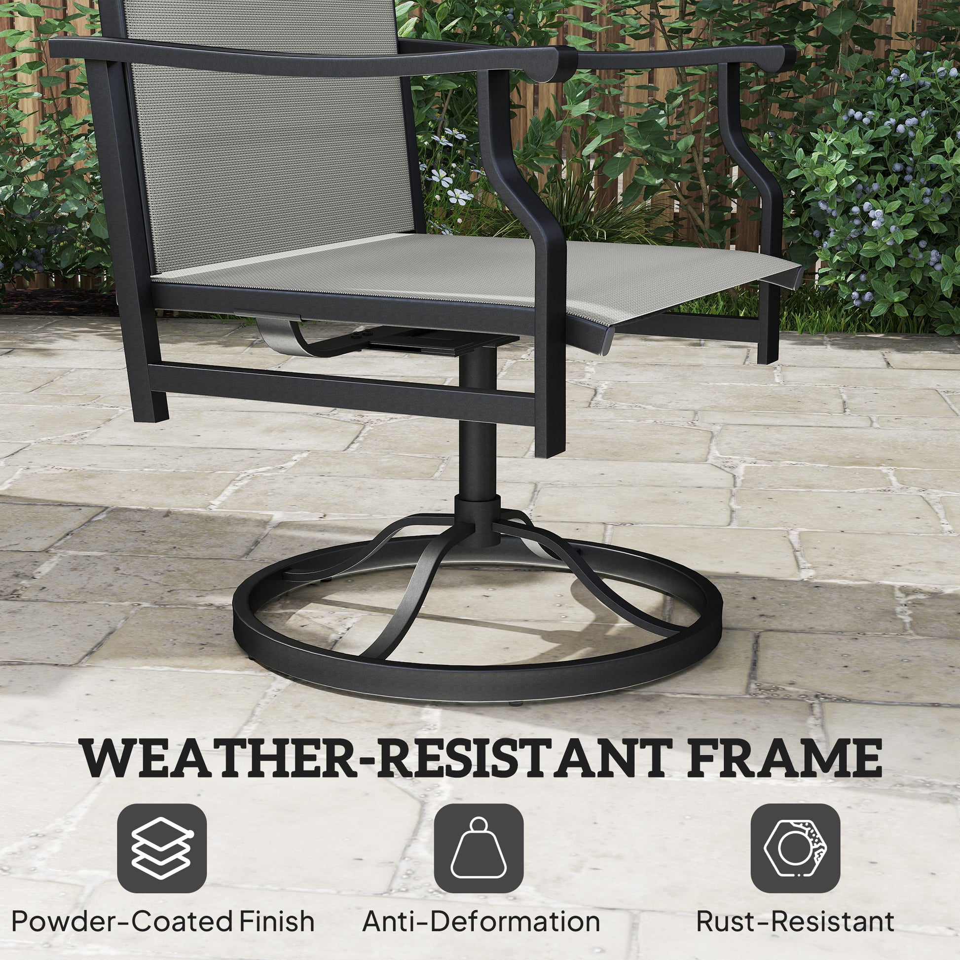 Patio Swivel Rocker Chair Set of 2 - Light Grey High Back-DECOROLALA