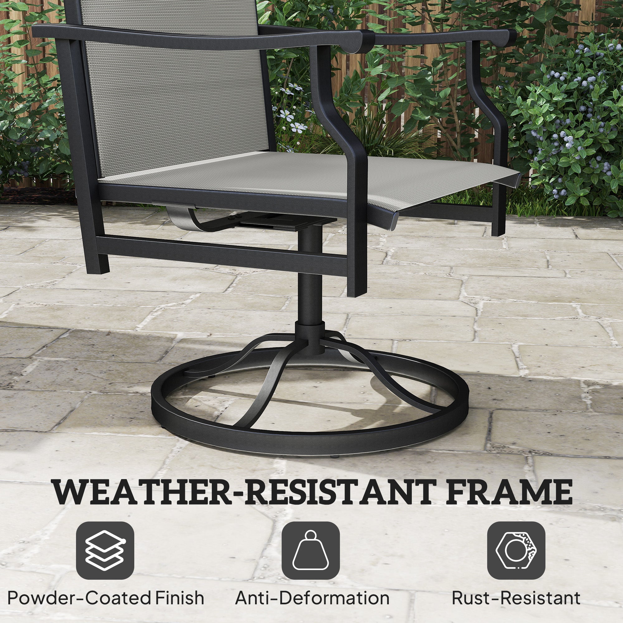 Patio Swivel Rocker Chair Set of 2 - Light Grey High Back-DECOROLALA