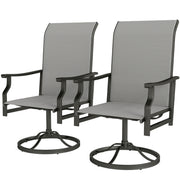 Patio Swivel Rocker Chair Set of 2 - Light Grey High Back-DECOROLALA