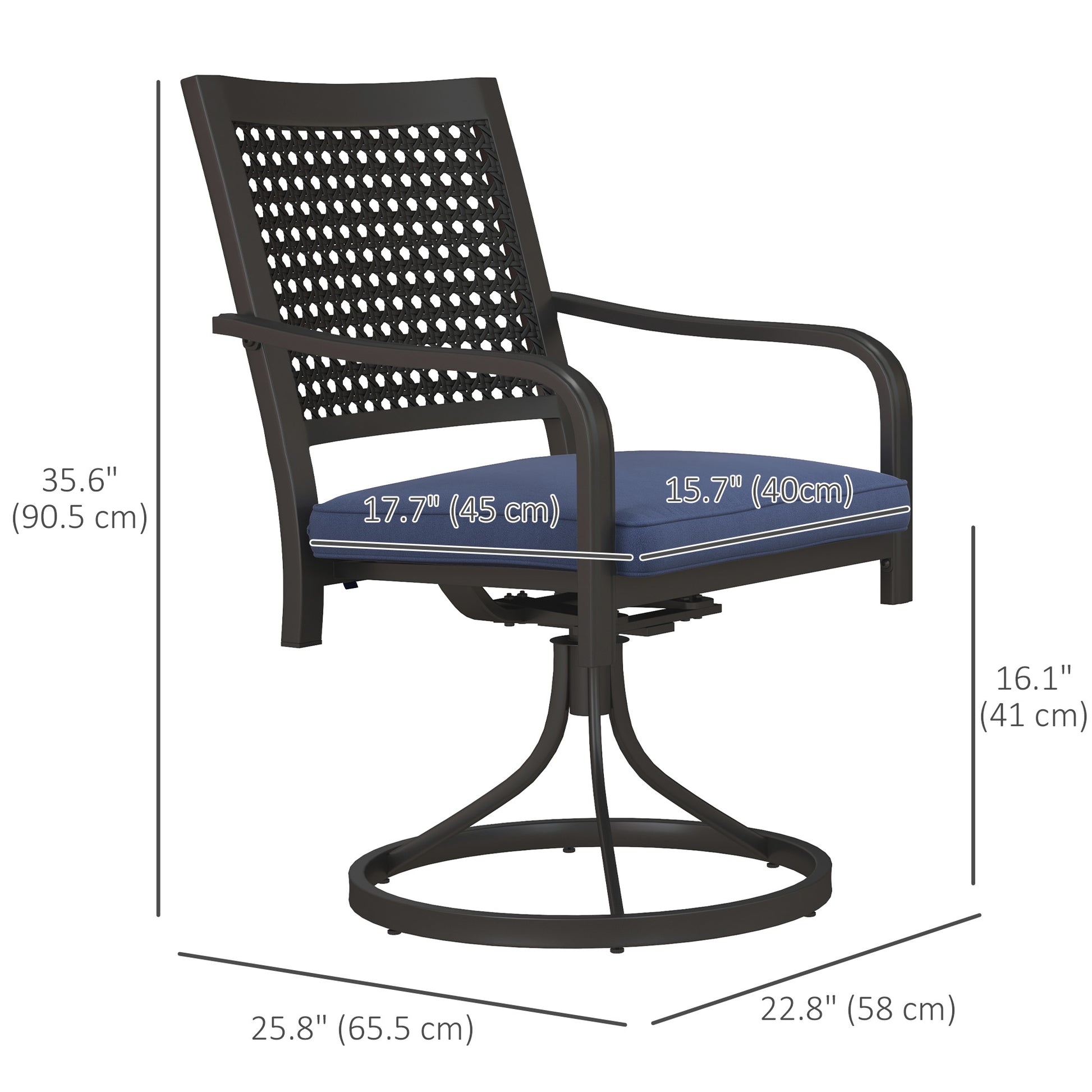 Patio Swivel Rocker Chairs - Navy Blue (Set of 2)-DECOROLALA