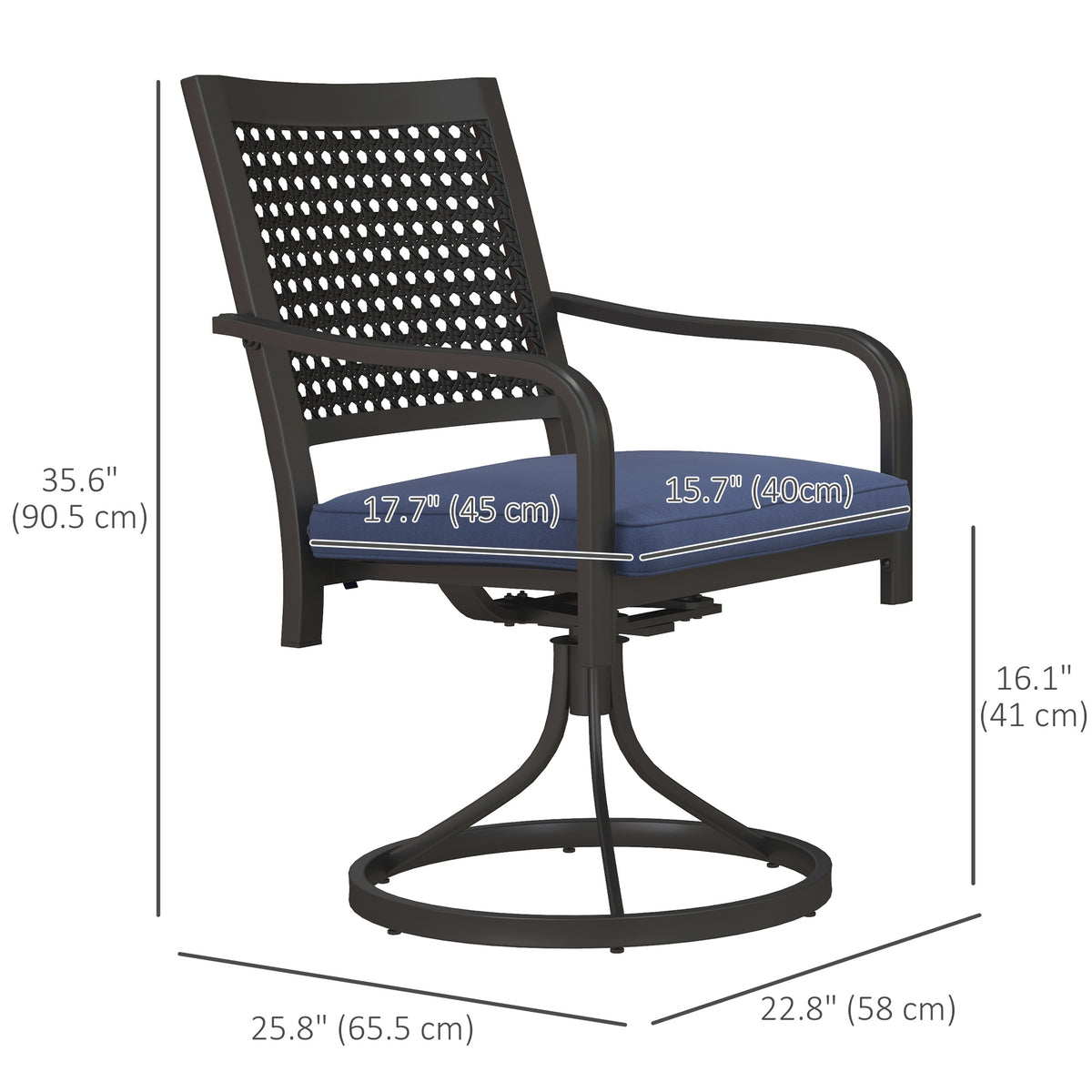 Patio Swivel Rocker Chairs - Navy Blue (Set of 2)-Patio Furniture Sets-DECOROLALA