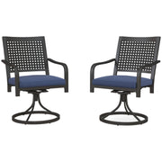 Patio Swivel Rocker Chairs - Navy Blue (Set of 2)-DECOROLALA