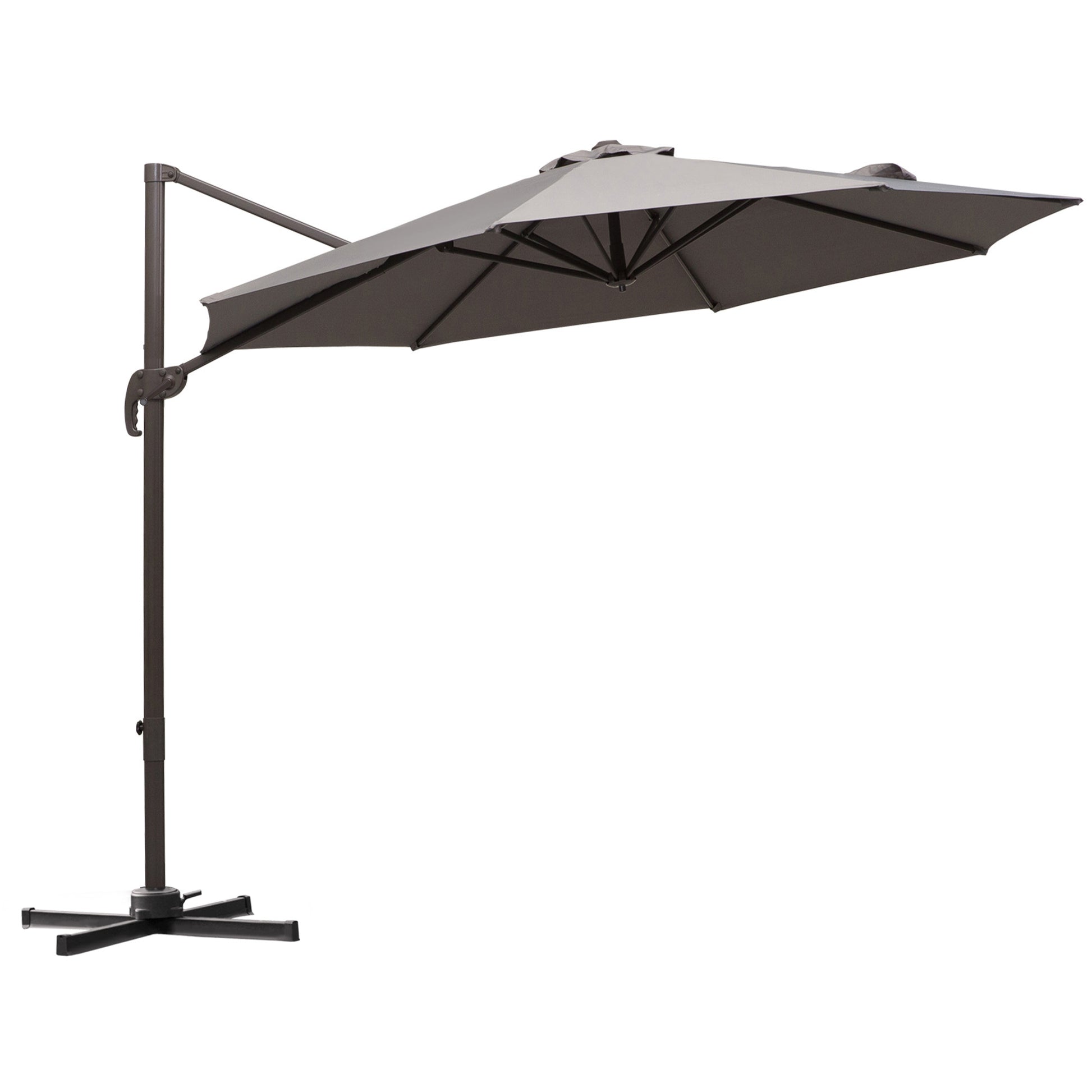 Patio Umbrella 10ft Cantilever 360¡ Rotation Grey, Deck Garden Shade-DECOROLALA