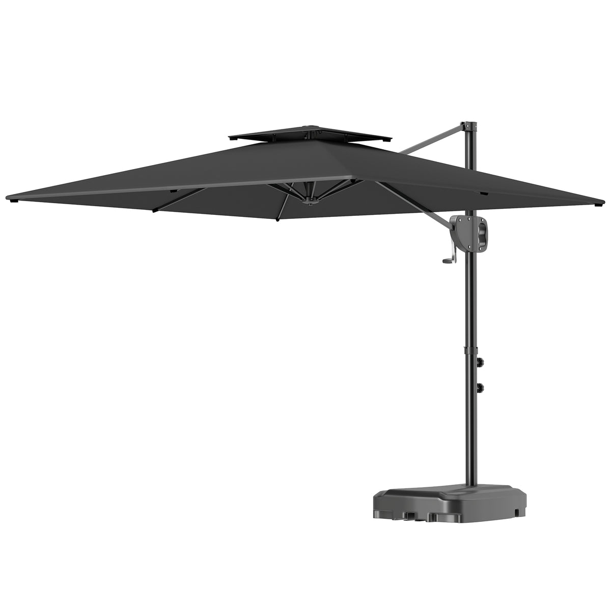 Patio Umbrella, 8' x 9' Dark Grey, Tilt & Crank, UV Protection-Patio Umbrellas-DECOROLALA