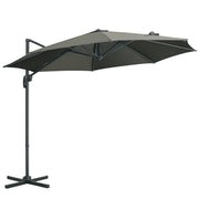 Patio Umbrella, 9.6' Offset, Grey, Aluminum, 360° Rotation, UV Resistant-DECOROLALA