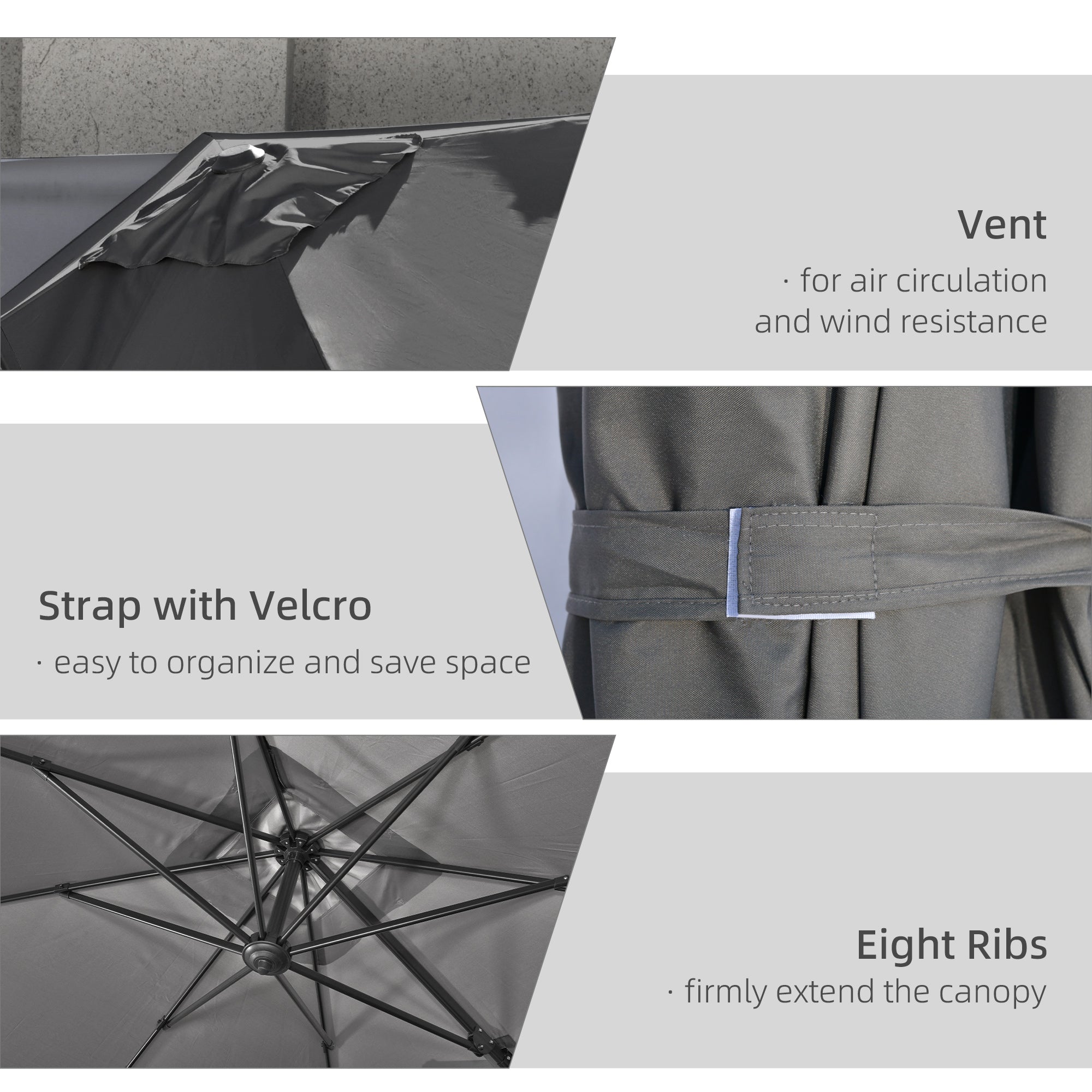 Patio Umbrella 9ft Square, Dark Grey, Aluminum Frame, Tilt, 360¡ Rotation-DECOROLALA