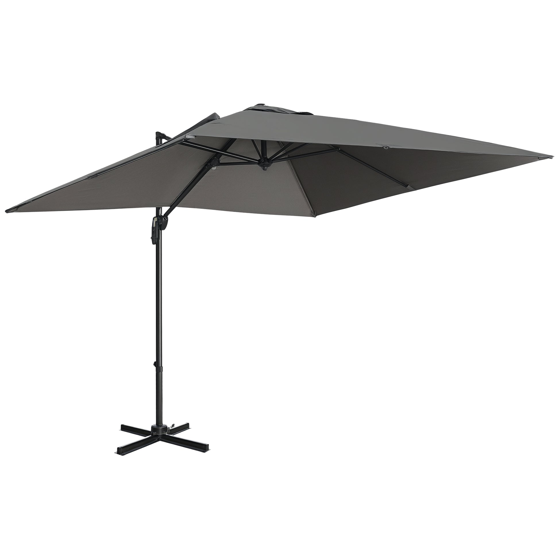 Patio Umbrella 9ft Square, Dark Grey, Aluminum Frame, Tilt, 360¡ Rotation-DECOROLALA