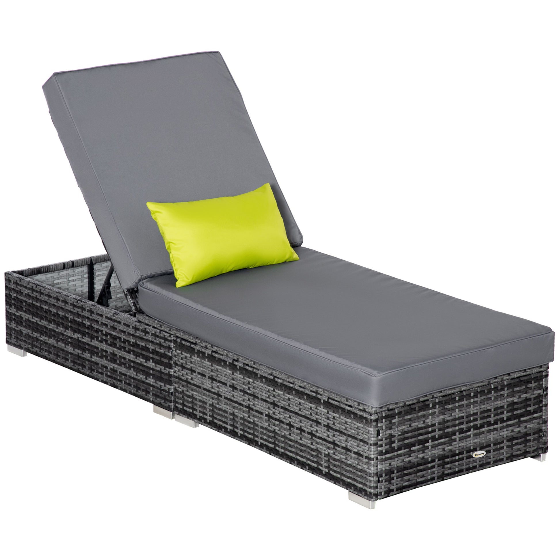 Patio Wicker Chaise Lounge - Grey Reclining-DECOROLALA