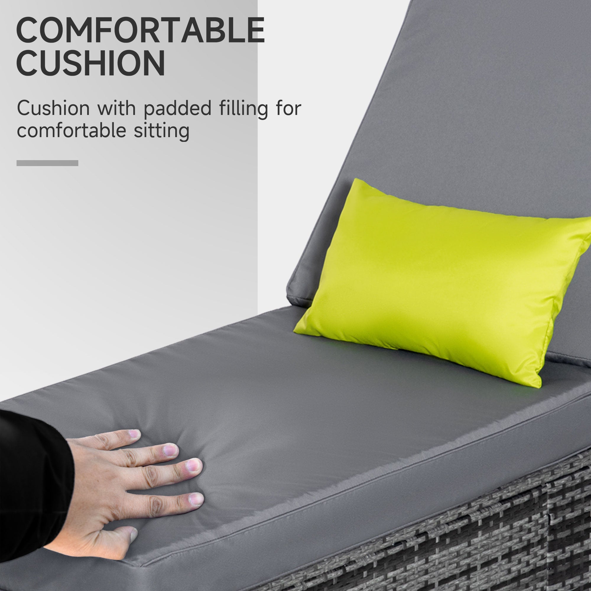 Patio Wicker Chaise Lounge - Grey Reclining-DECOROLALA