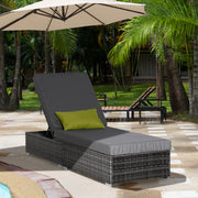 Patio Wicker Chaise Lounge - Grey Reclining-DECOROLALA