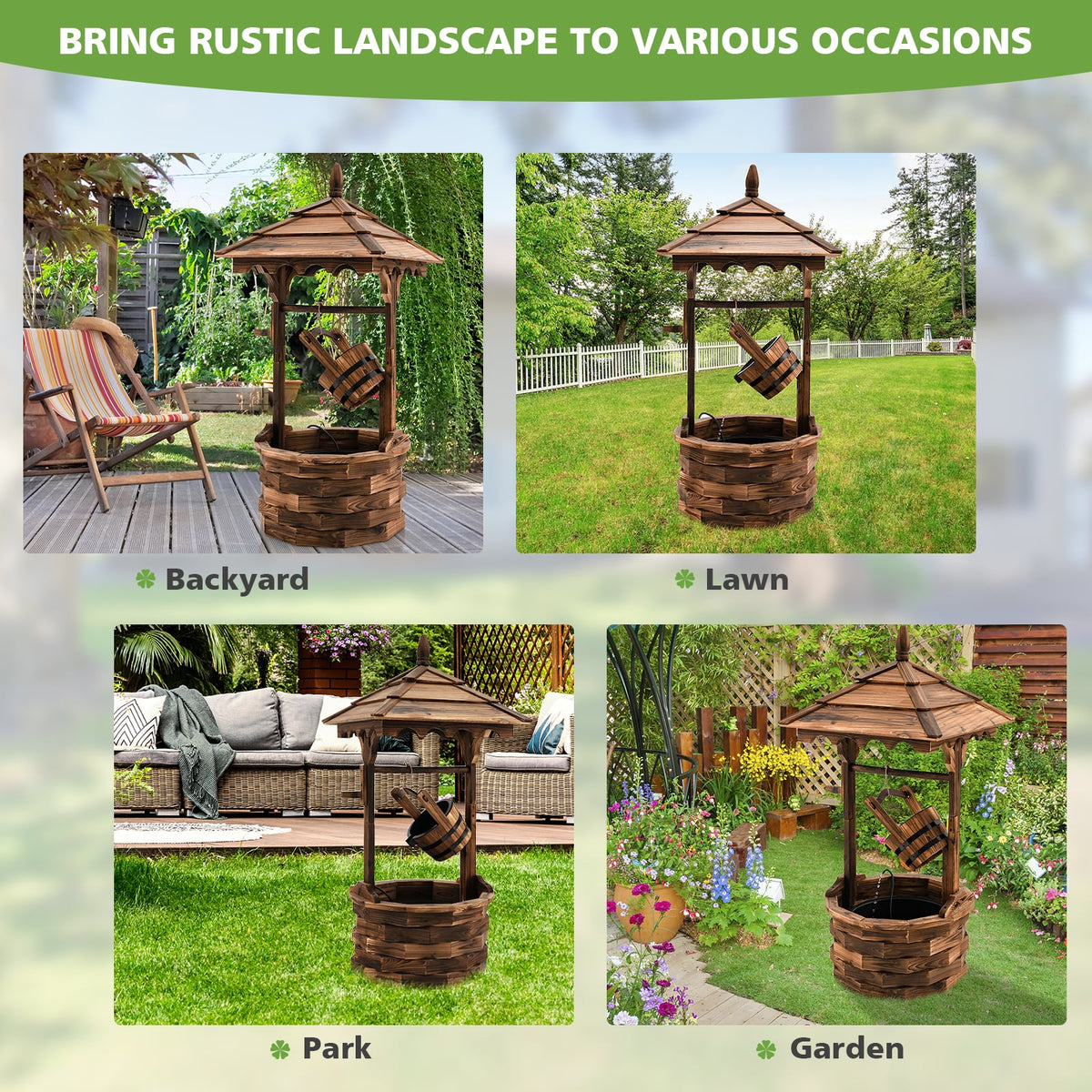 Patio Wooden Water Fountain with Electric Pump-Brown-Outdoor Water Fountains-DECOROLALA