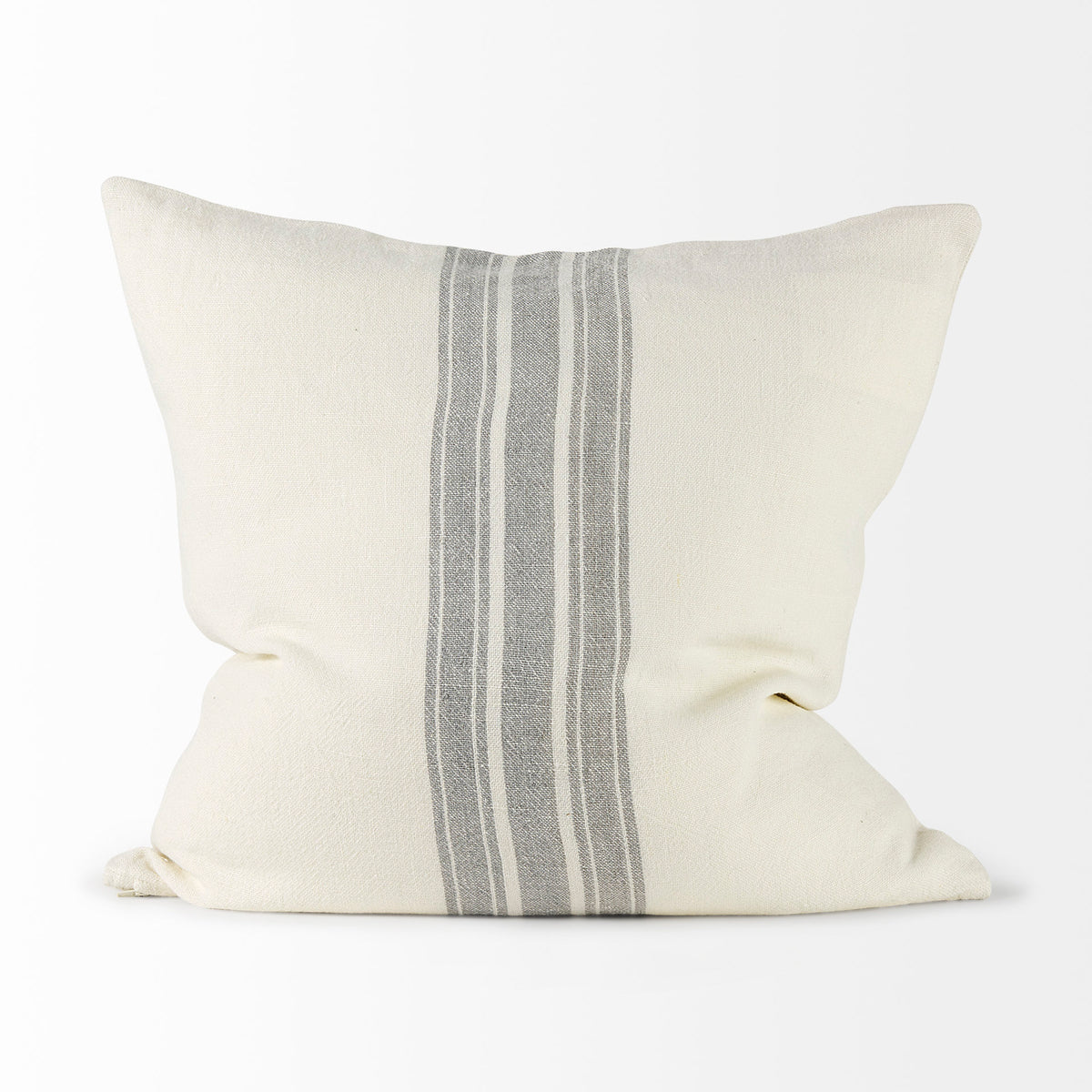 Patrice Cream With Gray Stripes Pillow Cover (min order qty 2)-Decorative Pillows-DECOROLALA