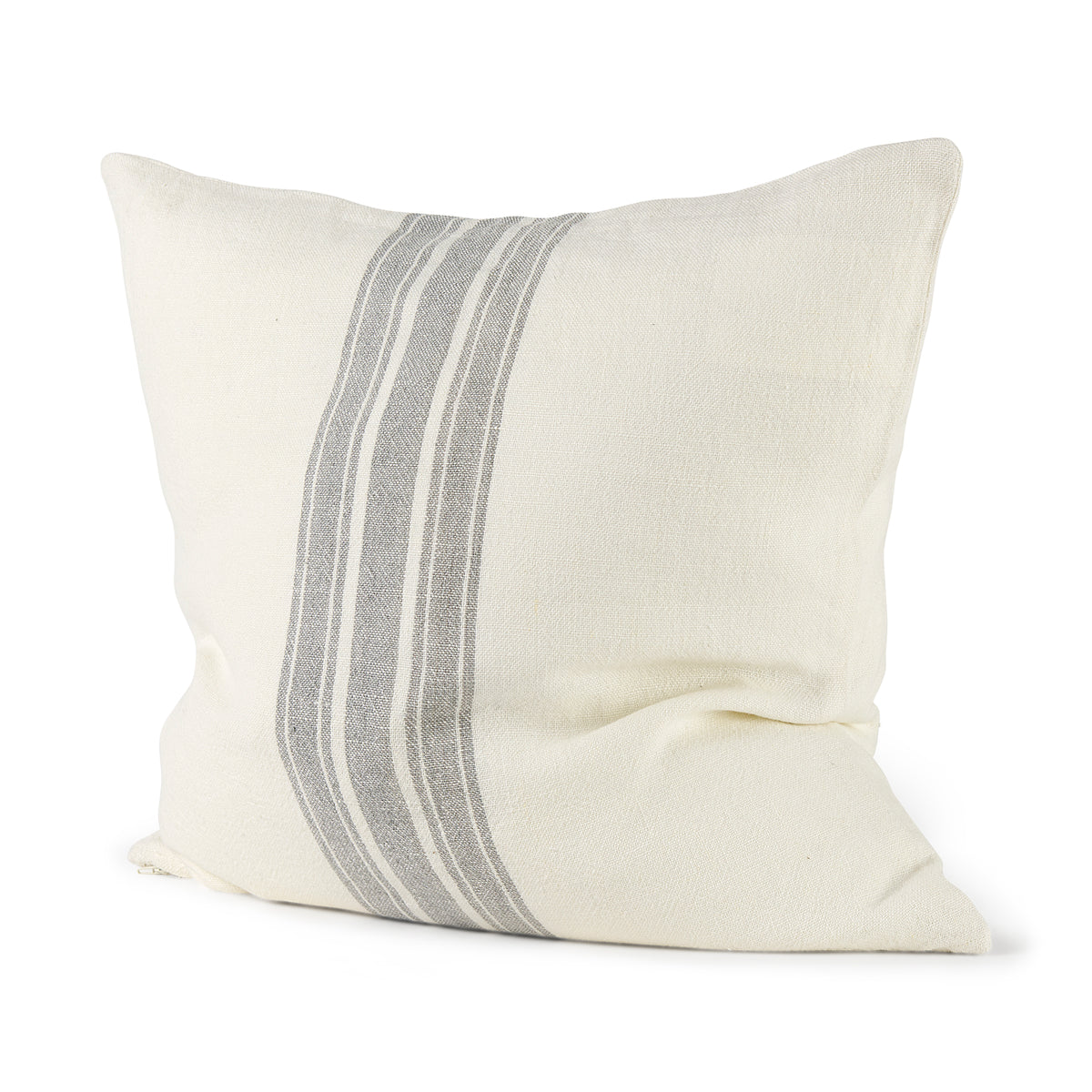 Patrice Cream Gray Striped Pillow with Filler (min order qty 2)-Decorative Pillows-DECOROLALA
